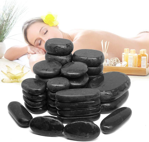 AKOAK 4 Pcs Professional Massage Hot Stone Natural Heat Retention Basalt Stone for Spa, Massage Therapy and Relaxation,3.14" Dia....