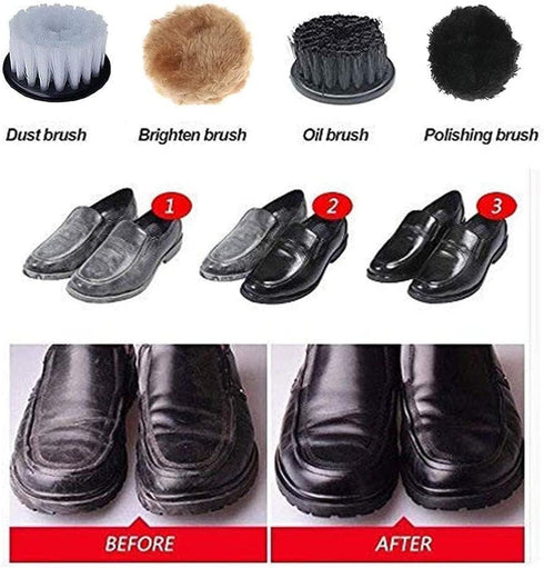 Shoe Buffer Kit Electric Shoe Polisher Brush Shoe Shiner Dust Cleaner Portable Wireless Leather Care Kit for Shoes, Bags, Sofa (Black)...