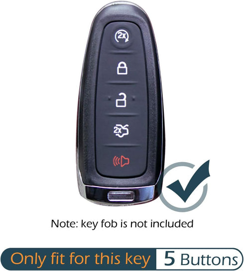 GFDesign 2 Pcs Silicone 5 Buttons Key Fob Cover Remote Case Keyless Protector Compatible with Ford C-Max Edge Escape Expedition Explorer Flex Focu...