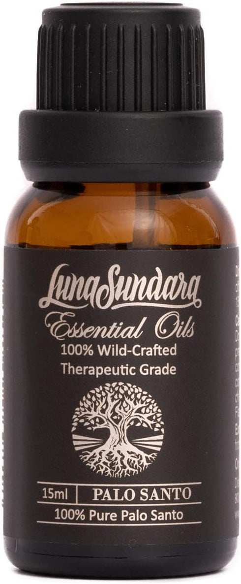 Luna Sundara Palo Santo Essential Oil, Wild-Crafted, Therapeutic Grade, 100% Pure Organic Undiluted Peruvian Palo Santo from Wild Harvested Botani...