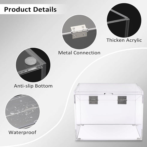 BTSKY Clear Acrylic 4 x 6 inch Index Card Box with Sign Lid - Index Card Holder Notecard Box Recipe Card Box Plastic Storage Organizer for Filling...