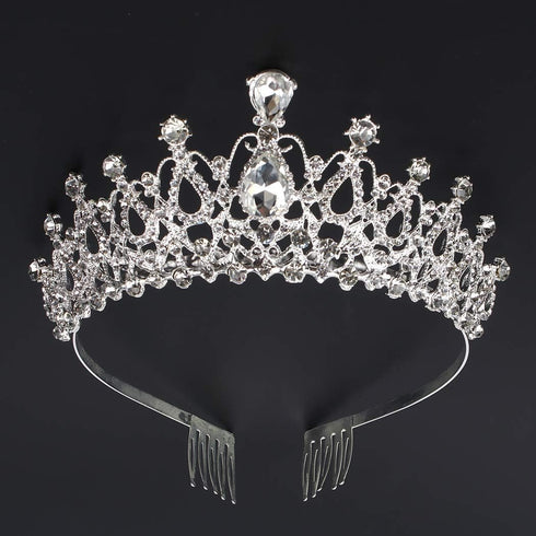 AOPRIE 1980s Tiaras and Crowns for Women Silver Princess Tiara for Little Girls Crystal Crowns and Tiaras Hair Accessories for Wedding Prom Bridal...