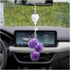 Bling Heart Diamond Car Hanging Accessories, Bling Love Heart and Cute Plush Balls, Crystal Car Rear View Mirror Charms for Women, Lucky Hanging P...