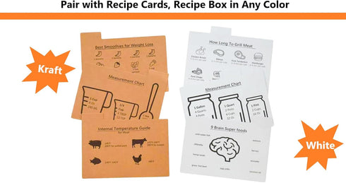 Recipe Card Dividers 4x6 with Tabs (Set of 24) includes Printed Cooking Tips Recipe Box Dividers Made of Thick Cardstock Best Kitchen Gift (Kraft)...