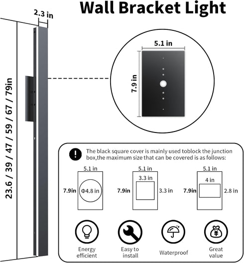 6-in-1RGB Outdoor Wall Light Modern Wall Light with Music Rhythm LED Wall Light Outdoor Wall Sconce Outdoor bar Led Lights Corner Lighting and Ind...