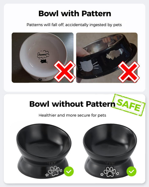 Elevated Cat Food Bowl, 5 Oz Ceramic Raised and Tilted Water Bowl, Anti Vomiting and Protect Pets' Spines Dishes for Small Dog, Fat Faced Cat, Kit...