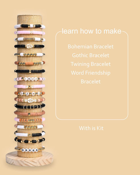L'EclatDina Bracelet Making Kit: Vintage Style with 4800+ Clay Beads, Gold Letter Charms - Craft Unique Friendship & Bohemian Jewelry...