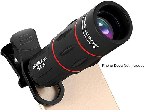 Cell Phone Camera Lens?Universal 18X25 Clip-On Monocular telescope Mobile Zoom lens Fits Most smartphones for BirdWatching, Traveling, Hunting, Fi...