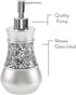 Crackled Glass Silver Hand Soap Dispenser for Bathroom, Decorative Countertop Lotion Dispenser, Elegant Liquid Soap Dispenser with Sturdy Pump for...