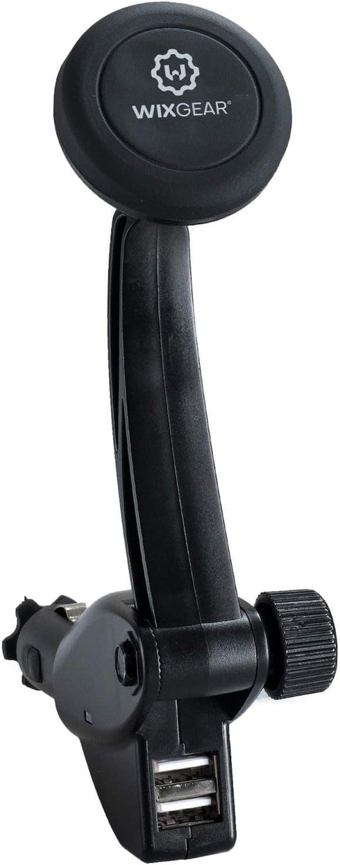 WixGear Car Mount Charger, Universal Magnetic Car Charger Socket Mount Holder, with Dual USB Charger, for Cell Phones and Mini Tablets with Fast S...