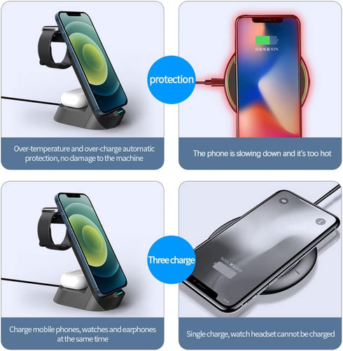 Wireless Charging Station 4 in 1, Dsoar 15W Fast Charging Station for Apple iWatch, AirPods 2/3, Compatible with iPhone/Samsung Galaxy and Any Qi ...