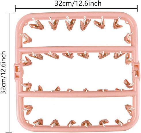 SteelFever Clothes Drying Hanger with 32 Clips, Foldable Hanging Drying Rack for Clothes Underwear Socks (Light Pink)...