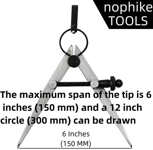 6 Inch Leather Compass Adjustable Lockable?Leather crafts Tools?Professional Compass for Geometry?Compass Drawing Tool (silvery 6 Inch)...