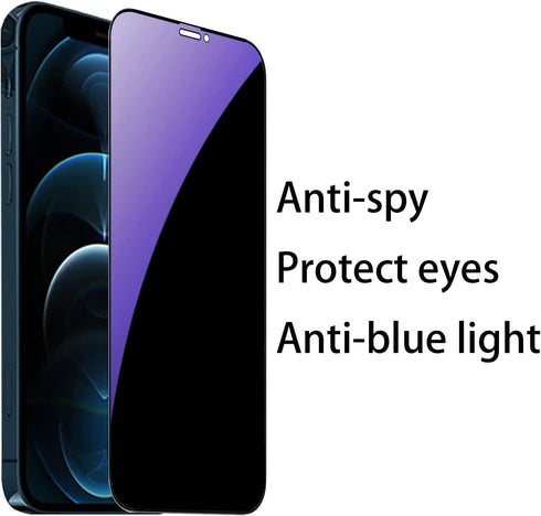 2 Pack Anti-Blue Privacy Tempered Glass Suit for iPhone 12 Pro Max Anti-Spy Screen Protector Anti-Peeping Film 9H Hardness Anti-scratch Full Cover...