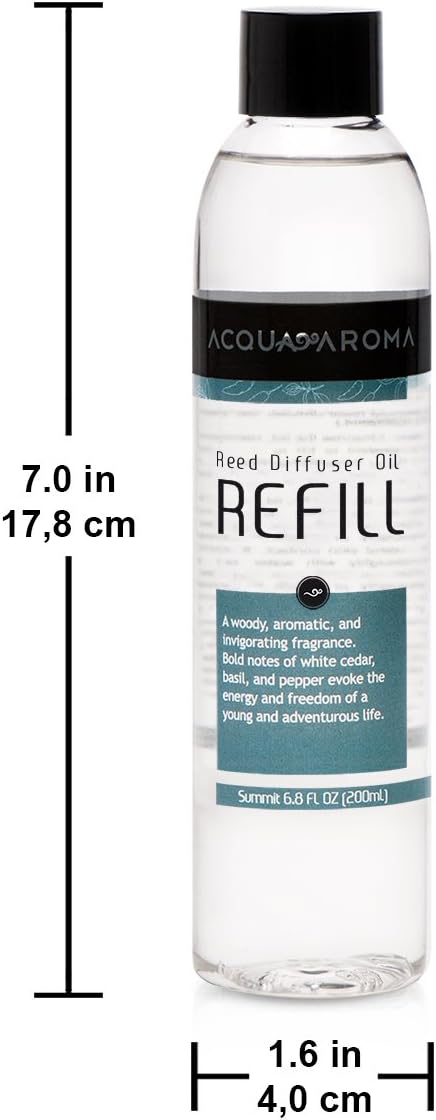 Acqua Aroma Summit (Sandal and Cedarwood) Reed Diffuser Oil Refill 6.8 FL OZ (200ml) Contains Essencial Oils...
