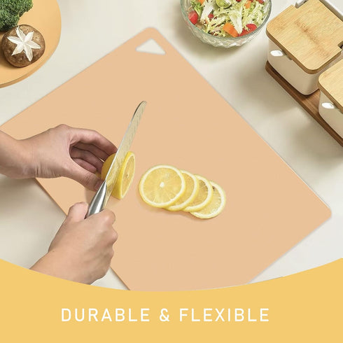 7 Pieces Plastic Flexible Cutting Boards for Kitchen, Non Slip Cutting Mats with Food Icons, Easy-Grip Handles, BPA- Free, 15"x12"...