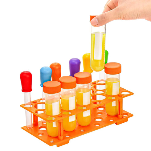 ZENFUN 12 Pieces Jumbo Test Tubes with Stand, Plastic Test Tubes for Primary Science, 5 Pieces Jumbo Test Tubes, 6 Pieces Liquid Droppers Silicone...