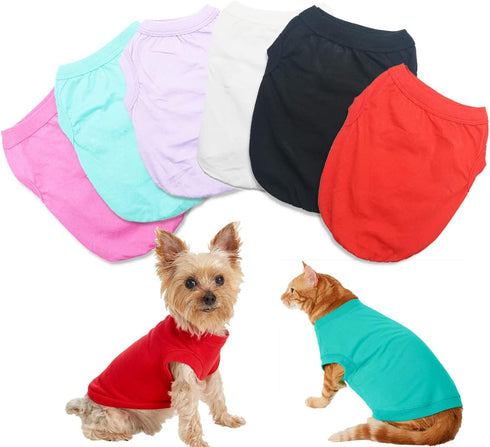 6 Pack Yorkie Clothes Plain Extra Small Dog T Shirt 100% Cotton Solid XS Puppy Clothes Blank Chihuahua Clothes Girl Puppy Tshirt for Boy Dogs Shir...