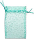 100-Pack 3x4 Sheer Organza Drawstring Gift Bags (Small) - Metallic Stars (Teal/White) - Wedding Party Favors, Jewelry, Candy, Treats Mesh Pouch by...