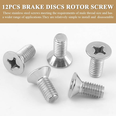 12Pcs Rotor Screws,Rotor Screws For Brake Discs,93600-06014-0H Stainless Steel Brake Disc Rotor Screws,Screw Rotor Brake Disc Retaining,Retaining ...