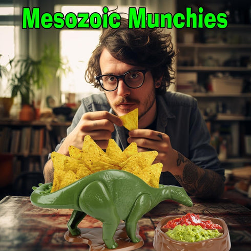 Funwares Original Nachosaurus Snack and Dip Set, Dinosaur Nacho Holder...