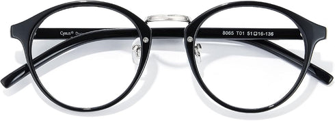 Cyxus Nerd Glasses Round Blue Light Glasses for Women Men Reduce Eye Strain UV Blocking for Computer Screen?8065T01 Black?...