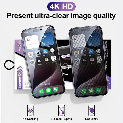 Protective Film Set for iPhone 15 Pro Max - 2 Tempered Glass Protectors with Anti-Spy and Dust-Free Storage Box - Full Screen Coverage (iPhone 15 ...