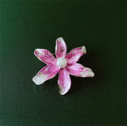 Iris Flower Enamel Pins Brooches with Pearl Bag Clothes Lapel Pins Badge Plant Brooch Pin Jewelry Gifts for friends...