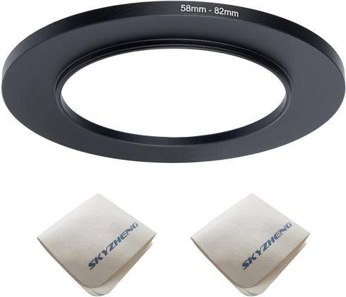 58mm lens to 82mm Camera Lens Adapter 58mm to 82mm Step Up Ring Adapter Ring for all brands of UV ND CPL, with premium lens wiping cloth 2 pack (5...