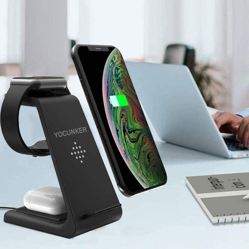 Wireless Charger for Apple,3 in 1 Qi-Certified Fast Charging Station Stand for iPhone 14/13/12,13/12 Pro,13/12 Pro Max,11/X/XS/XR/8,Apple Watch 7/...