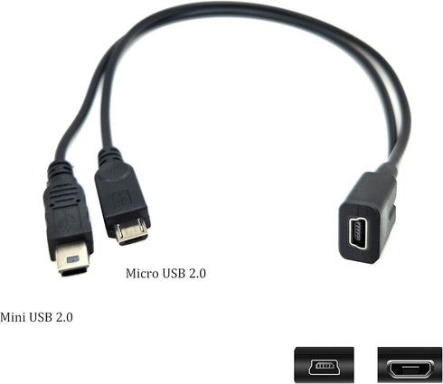 Duttek Mini USB Multi Charging Cable, Mini USB Y Splitter Cable, Mini USB Female to Micro USB Male and Mini USB Male 2 in 1 Splitter Charging Cabl...