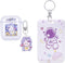 Fycyko Compatible with AirPods 2 Case Clear Cute Cartoon Rabbit Keychain Protective Cover Space Astronaut Purple Pattern Card Cover Credit Card ID...