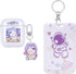 Fycyko Compatible with AirPods 2 Case Clear Cute Cartoon Rabbit Keychain Protective Cover Space Astronaut Purple Pattern Card Cover Credit Card ID...