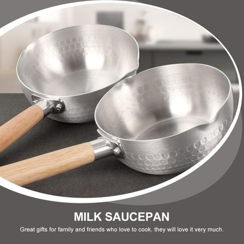 Hemoton Nonstick Saucepan Stainless Steel Yukihira Pan Small Sauce Pot Traditional Japanese Saucepan with Wooden Handle for Ramen Tempura Milk 20c...