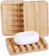 3 Pack Bamboo Soap Dish, Bar Soap Holder with Self Draining Tray, Natural Waterfall Drain Soap Saver, Used for Bathroom, Kitchen...