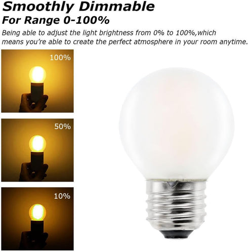 Dimmable E26 Frosted LED Light Bulbs Warm White 2700K,4W G16.5/G50 Mini Globe LED Bulb for Beside Lamp Ceiling Fan Pendant Lights Chandelier Fixtu...