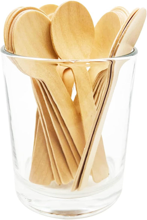 200 Pcs Mini Wooden Spoons, 4 Inch Disposable Wooden Dessert Spoons, Biodegradable Compostable Birchwood...