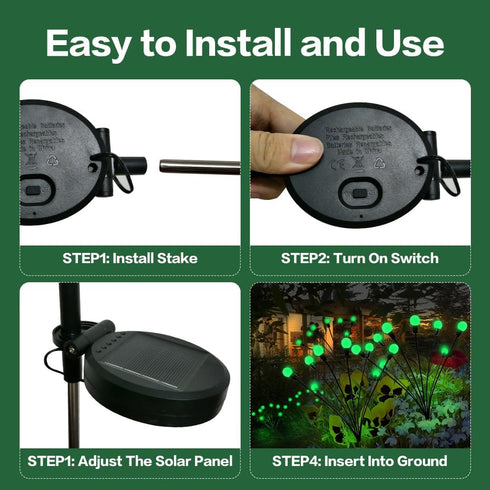 Halloween Decorations Solar Spooky Lights Outdoor - 2PACK 16LED Wind Dance Green Swaying Firefly Lights with Halloween Party Decor, Outdoor Waterp...