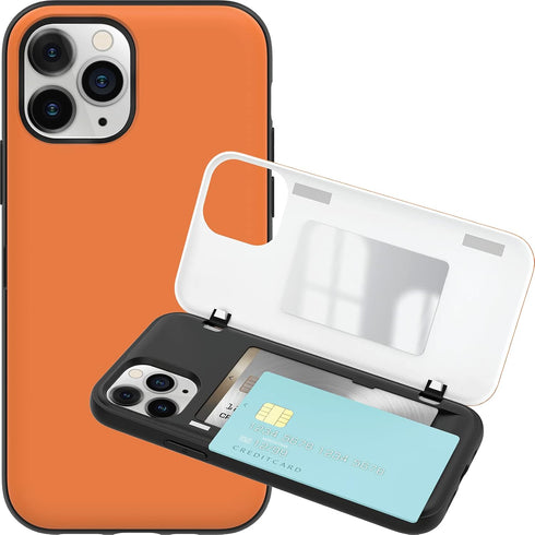 JUST4YOU for iPhone 11 Pro Max Wallet Case with Card Holder Auto Magnetic Closure Hidden Mirror Bumper Cover (Orange) CS_BR_MD_I11PM_OR...