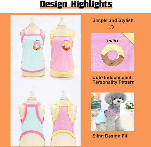 Dog Clothing Donut Pattern Cute Sleeveless Pet Vest Trendy and Comfortable Small Dog Clothes Sweet Style Perfect for Summer Walks and Playtime Sui...