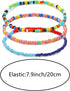 24Pcs Colorful Beaded Anklets Boho Handmade Beaded African Anklets Multicolor Seed Beads Stretch Ankle Bracelets for Women Elastic Foot and Hand C...