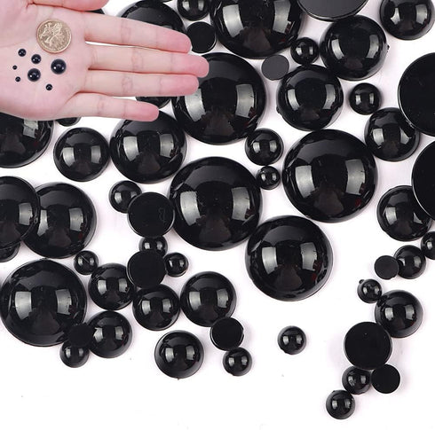 5700pcs Half Pearls for Crafts, DIY Accessory & Nail Art - Flatback Pearls (Black, 2/3/4/5/6/8/10mm)...