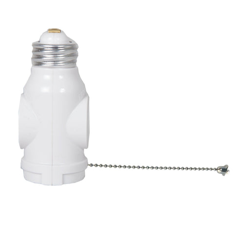 Maxxima Dual Outlet Light Socket Adapter - Featuring Pull Chain, Expands E26 Standard Bulb Socket into 2 Electrical Outlets, Ideal for Workshops, ...