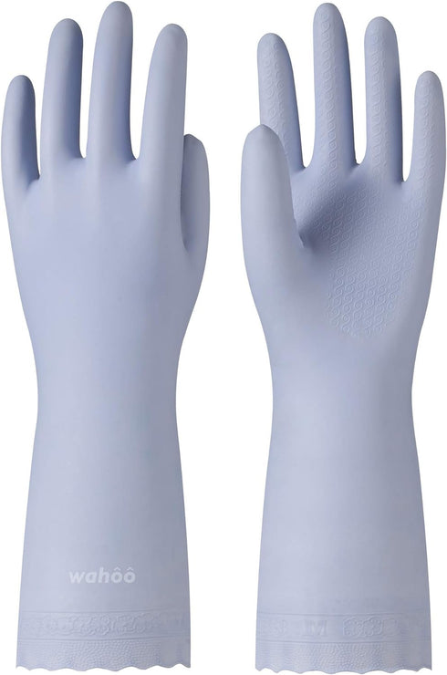 LANON wahoo Skin-Friendly Dishwashing Cleaning Gloves, Reusable Unlined Dish Washing Gloves, Non-Slip, Icelandic Blue, Small...