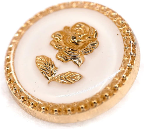 20 pcs Elegant White Enamel Rose Sewing Metal Shank Buttons for Coats -23mm -7/8"...