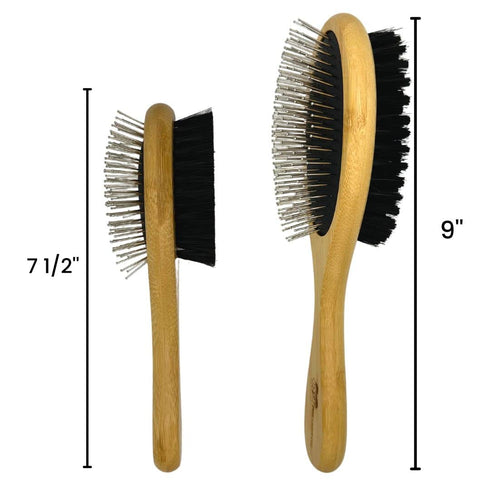 Dog Brush for Shedding - Cat Brush for Shedding - Double Sided Bamboo Brush Ball Pin and Soft Nylon Bristle - Dog and Cat Grooming Brush (Small)...
