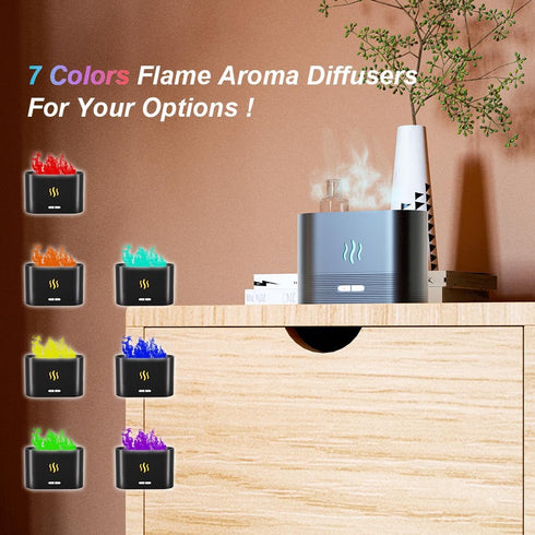 7-Color Diffuser Colorful Flame Diffuser Mist Humidifier Aromatherapy Diffuser with Waterless Auto-Off Protection for Spa Home Yoga Office...