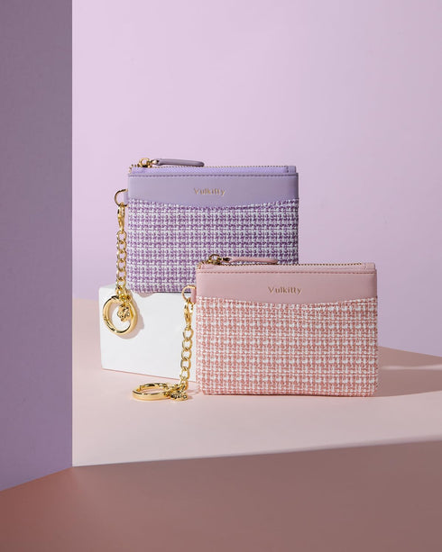 Slim Coin Purse with Keychain Minimalist Zipper Pouch Change Wallet Rfid Blocking Credit Card Wallet for Women (Purple)...