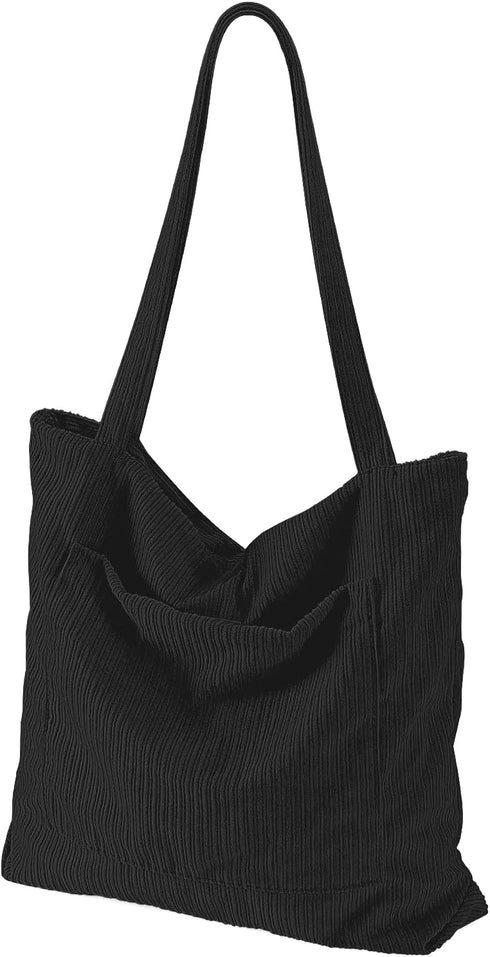 Corduroy Tote Bag for Women Large Hobo Bags Tote Bag with Zipper Casual Shoulder Handbags Work Shopping Bag...