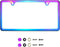 Two Hole Slim Version Neon Neo Chrome Mirror License Plate Frame T304 Stainless Steel + Metal Screw Caps...